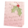 Vianočná papierová taška 115x145mm textilné ušká vo farbe tašky mix 4 ružových motívov bez možnosti