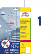 Etikety antimikrobiálne 210x297mm Avery A4 transparentné 10 hárkov