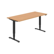 Pracovný stôl RUN, PO, 3S, 180x64,5-130,5x80 cm, buk/čierna