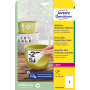 Etikety polyesterové 210x297mm Avery A4 biele odnímateľné 20 hárkov