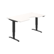 Pracovný stôl Motion Ergo, PO, 3S, 160x61-128x90 cm, biela/čierna