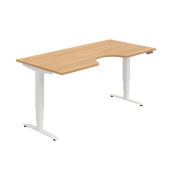 Pracovný stôl Motion Ergo, PO, 3S, 180x61-128x90 cm, dub/biela